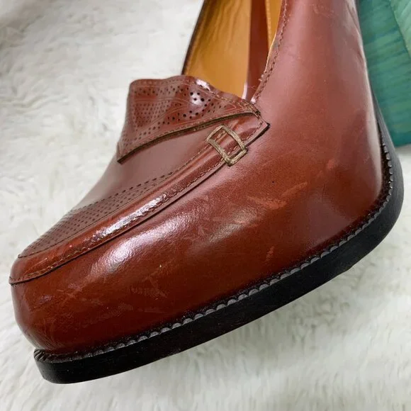 Fendi Women's Brown Leather Platform Pumps Heels Size 38 1/2 - Picture 10 of 15